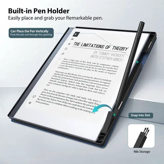 Alt view image 3 of 5 - TiMOVO Case Compatible for Remarkable 2 Tablet, Slim Lightweight Stand Hard Back Shell Protective Cover with Pen Holder Compatible with Remarkable 2 Paper Tablet 10.3" 2020 Released, Dark Blue