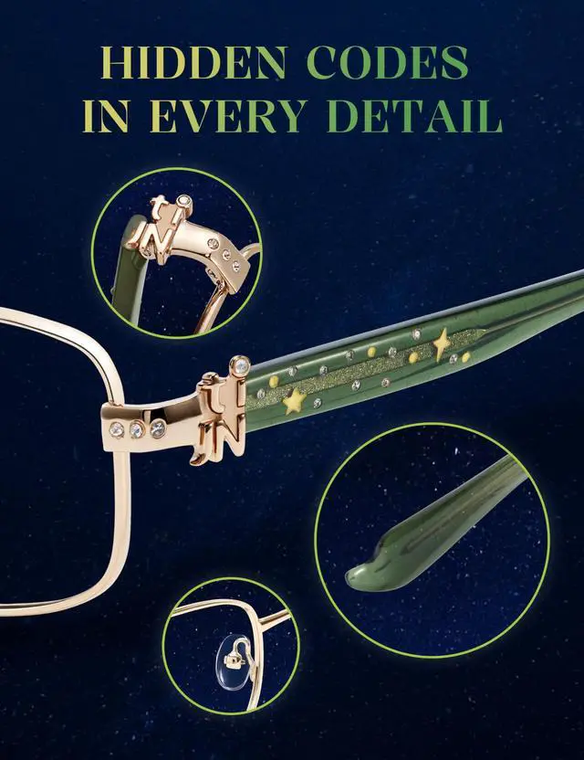 Alt view image 5 of 5 - TIJN Blue Light Blocking Glasses for Woman Men, Square Acetate Metal Frame Eye Glasses for Cosplay & Anime Girl, Rin