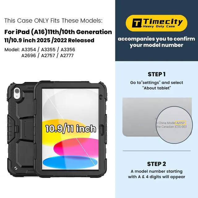 Alt view image 2 of 5 - Timecity Case for iPad (A16) 11th/10th Generation-with Screen Protector, Foldable Stand, Durable Sturdy Shockproof Protective Kids Girls Case for iPad 11th/10th Gen (2025/2022 Model)- Pink Camo