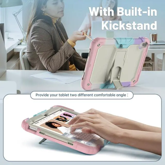 Alt view image 3 of 5 - Timecity Case for iPad (A16) 11th/10th Generation-with Screen Protector, Foldable Stand, Durable Sturdy Shockproof Protective Kids Girls Case for iPad 11th/10th Gen (2025/2022 Model)- Pink Camo
