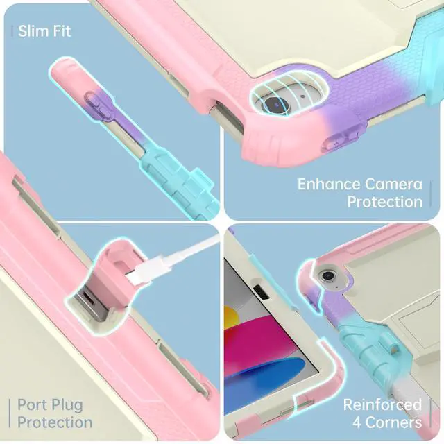 Alt view image 4 of 5 - Timecity Case for iPad (A16) 11th/10th Generation-with Screen Protector, Foldable Stand, Durable Sturdy Shockproof Protective Kids Girls Case for iPad 11th/10th Gen (2025/2022 Model)- Pink Camo