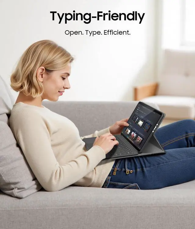 Alt view image 3 of 5 - FINTIE Protective Case for Microsoft Surface Pro 12 Inch (2025), Multi-Angle Viewing Portfolio Business TPU Back Cover with Pocket & Stylus Holder, Compatible with Type Cover Keyboard (Gray)