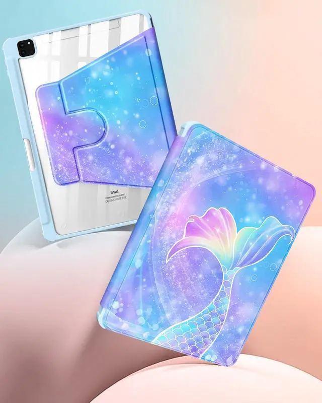 Alt view image 4 of 5 - Uppuppy for iPad Air 11 inch Case, Air 5th/4th Generation 10.9, Pro 11'' Case Women Girls for Apple Pencil Holder Cute Unique Rotating Folio Cover for Apple iPad Air 4/5 (2020/2022)/Pro 11"