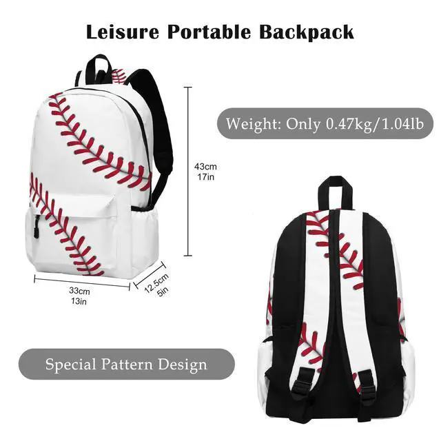 Alt view image 2 of 5 - ROVOZAR Baseball School Backpack for Boys Bookbag, 17 Inch Baseball Backpack for School, Kids Baseballs Sports Theme Laptop Back Pack for School Travel Hiking Camping