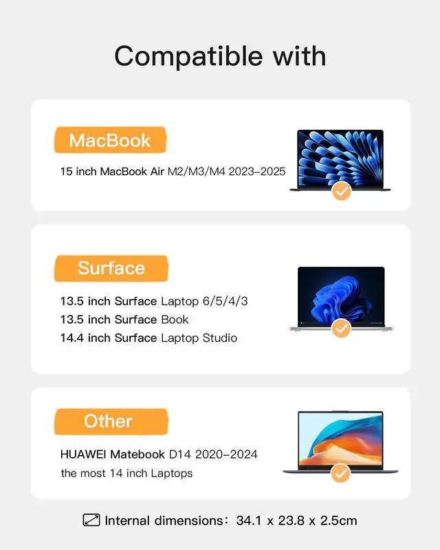 Alt view image 2 of 5 - Inateck 360° Protective Laptop Bag with Accessory Bag, Compatible with 15-inch MacBook Air M4 M3 M2 2023-2025, Gray