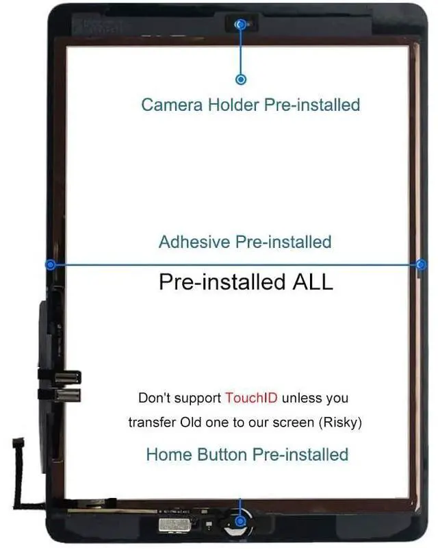 Alt view image 2 of 5 - for iPad 6 (6th Gen 2018 Released) Screen Replacement Glass Digitizer, Only for 6th Generation A1893 A1954 Touchscreen 9.7 Inch Front Panel, with Home Button +Full Repair Tools Kit