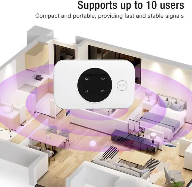 Alt view image 3 of 5 - Mobile Wi Fi Hotspots, 300Mbps Portable Travel Router Supports 10 Users at The Same Time, 3000mAh, 4G Pocket Wi Fi Device for Secure Internet at Home or Everywhere You