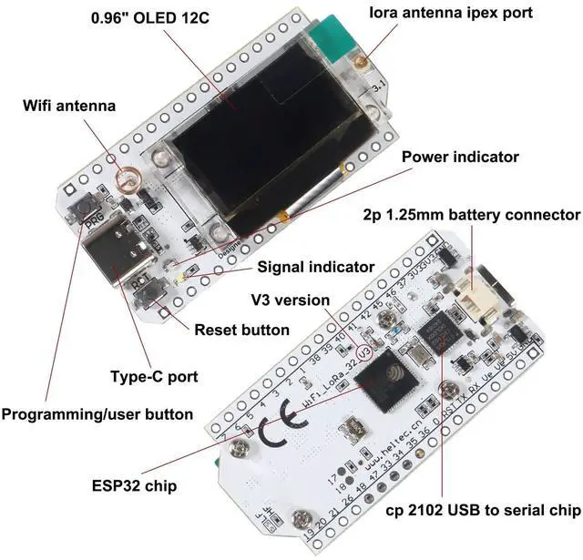 Alt view image 2 of 5 - ESP32 LoRa V3 LoRa32 OLED Development Board 0.96inch OLED Display CP2102 915MHz Antenna Transceiver and Protective Case for Lora Board Compatible with Arduino ESP8266 NodeMCU IOT Smart Home