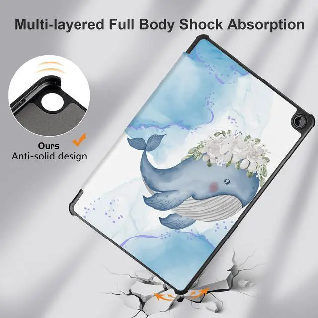 Alt view image 4 of 5 - Yebiseven Case for Amazon Fire Max 11 2023(Only Compatible with 13th Generation Tablet), Shockproof Tablet Protective Cover with Trifold Stand & Auto Sleep/Wake, Flower Whale