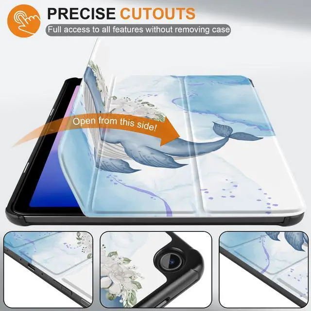 Alt view image 3 of 5 - Yebiseven Case for Amazon Fire Max 11 2023(Only Compatible with 13th Generation Tablet), Shockproof Tablet Protective Cover with Trifold Stand & Auto Sleep/Wake, Flower Whale