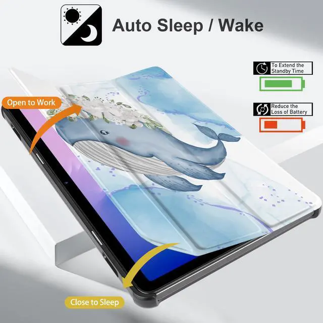 Alt view image 5 of 5 - Yebiseven Case for Amazon Fire Max 11 2023(Only Compatible with 13th Generation Tablet), Shockproof Tablet Protective Cover with Trifold Stand & Auto Sleep/Wake, Flower Whale