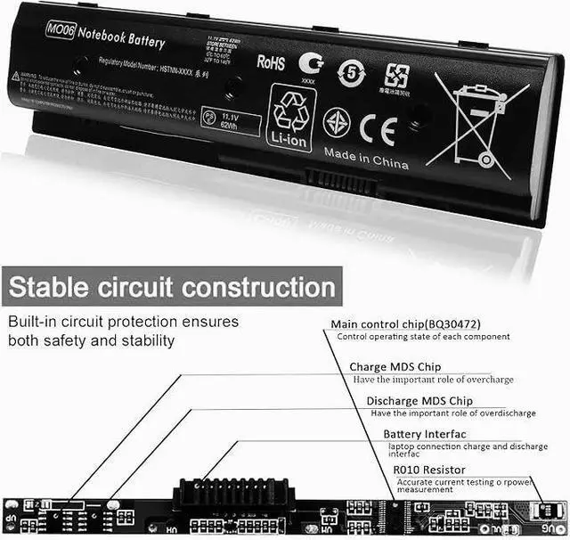 Alt view image 3 of 5 - TZBAO MO06 MO09 Laptop Battery 671731-001 for HP Envy M6-1045DX M6-1035DX M6-1125DX 671567-421 671567-831 672412-001 H2L55AA Replacement Battery for hp Pavilion DV7-7000 DV4-5000 DV6-7000 DV7T-7000