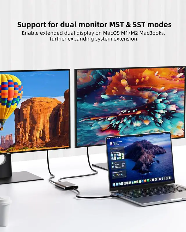 Alt view image 4 of 5 - Loryi USB 3.0 to Dual HDMI Adapter Compatible with Windows/Mac OS, 4K@30Hz/1080P@60Hz, Hdmi USB to HDMI Splitter, MST Mode, USB to hdmi Adapter for 2 Monitors