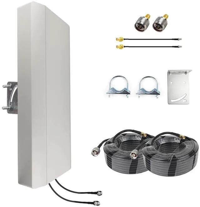 Main image of 5G 4G LTE Cellular Antenna Kit 2x2 MIMO Directional Panel Antenna for T-Mobile AT&T Verizon Hotspot Router Modem Home Internet (Antenna w/ 32ft SMA Cable TS9 N Male Adaptors and Pole Mount Bracket