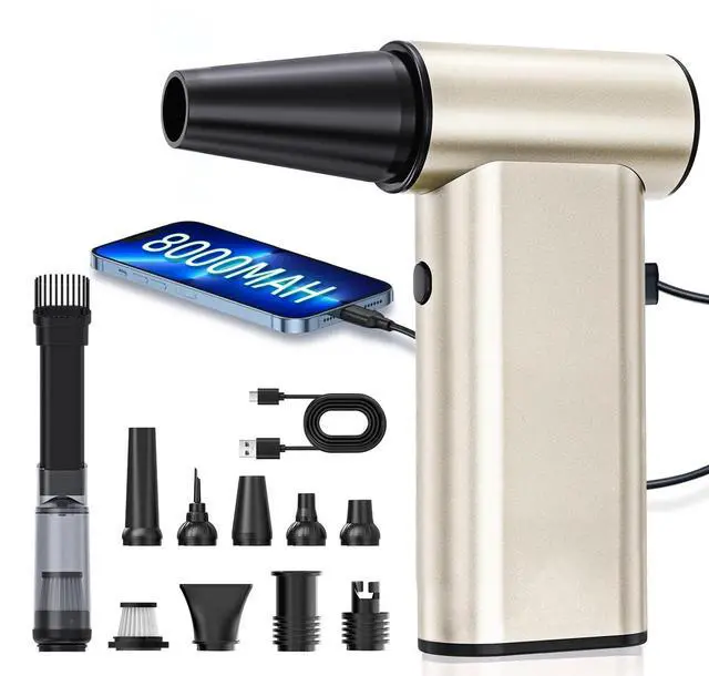 Main image of Compressed Air Duster, 300000RPM Electric Air Duster Mini Blower Jet Turbo Fan, 4-Gear Adjustable Rechargeable & Cordless Air Blower, Dust Blower for PC, Keyboard, Home, Outdoor and Car