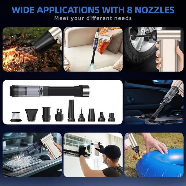 Alt view image 5 of 5 - Compressed Air Duster, 300000RPM Electric Air Duster Mini Blower Jet Turbo Fan, 4-Gear Adjustable Rechargeable & Cordless Air Blower, Dust Blower for PC, Keyboard, Home, Outdoor and Car