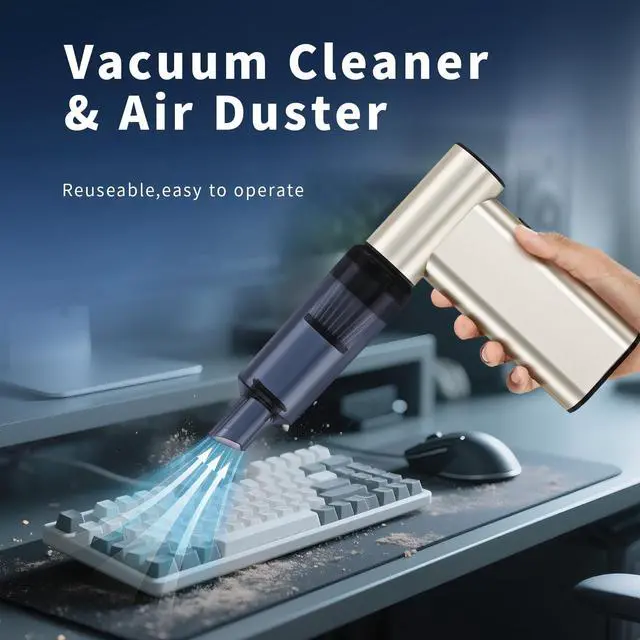 Alt view image 3 of 5 - Compressed Air Duster, 300000RPM Electric Air Duster Mini Blower Jet Turbo Fan, 4-Gear Adjustable Rechargeable & Cordless Air Blower, Dust Blower for PC, Keyboard, Home, Outdoor and Car