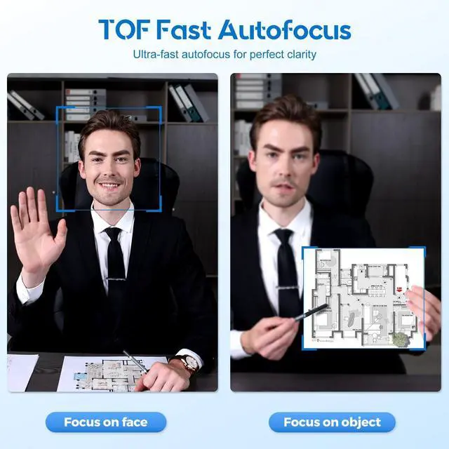 Alt view image 4 of 5 - 4K Webcam with Ring Light Web Cam 4K Autofocus with TOF Computer Camera 1080P 60FPS Web Camera Built-in Privacy Cover and Microphone Streaming Webcams for Switch 2/Zoom/Skype/Google Meet Black