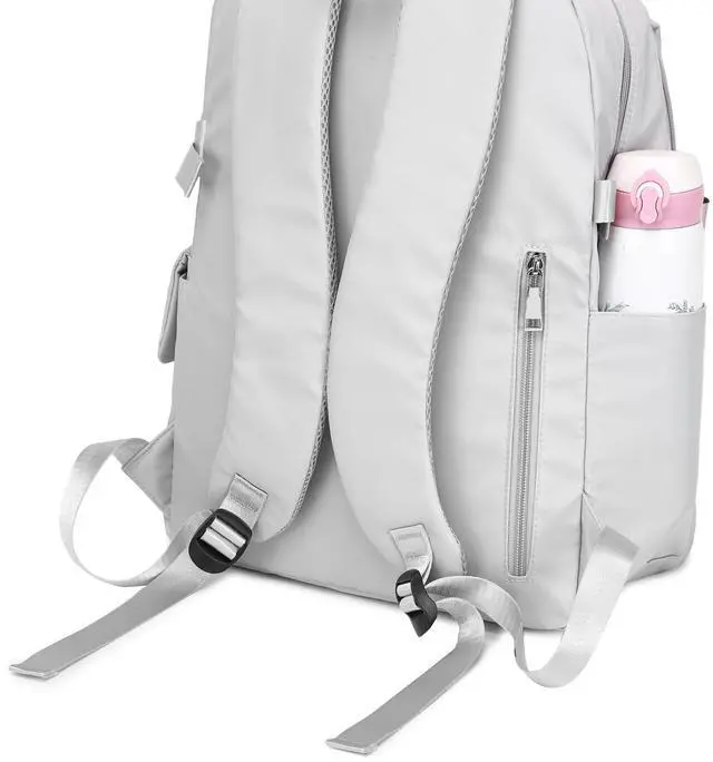 Alt view image 5 of 5 - Acmebon Girl Roomy Fashion Laptop Backpack Set Casual Daypack Set for Women Grey