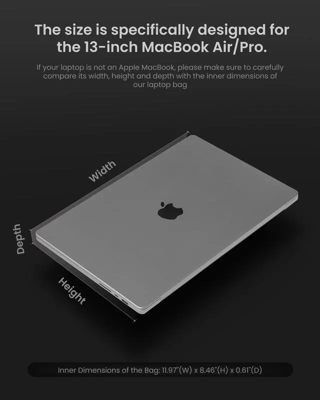 Alt view image 3 of 5 - tomtoc Voyage-A10 Slim Laptop Sleeve for 2025 13-inch MacBook Air/Pro M4/M3/M2/M1 A3240 A3113 A2681 A2337 A2686 A2338, Water-Resistant Case for 13-inch Surface Pro Copilot+ PC, Minimalist Design