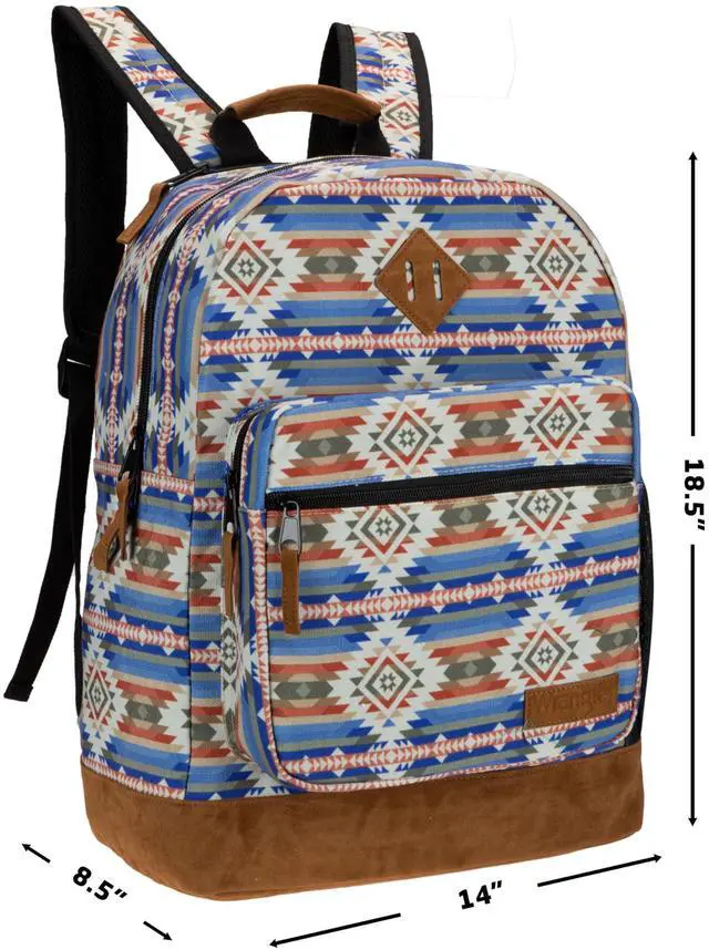 Alt view image 2 of 5 - Wrangler Yellowstone Sturdy Backpack for Travel Classic Logo Water Resistant Casual Daypack for Travel with Padded Laptop Notebook Sleeve (Tan Patterned)