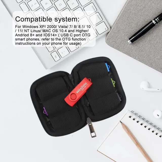 Alt view image 5 of 5 - WesData 5 Pack 64GB USB Flash Drive and 2 Pack USB C Adapters in a Case, Thumb Drives Memory Stick Storage and Backup for Smart Phones with Type C Port, Laptops, PC(5 Colors) (64, GB)