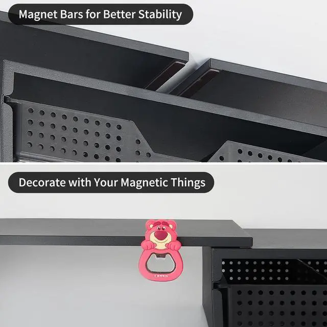 Alt view image 5 of 5 - LEKETREE Dual Monitor Stand Riser with Drawer, Computer Stand for Desk, Workspace Desktop Stand, Desk Organizer for Computer, Laptop, TV and More (Black)