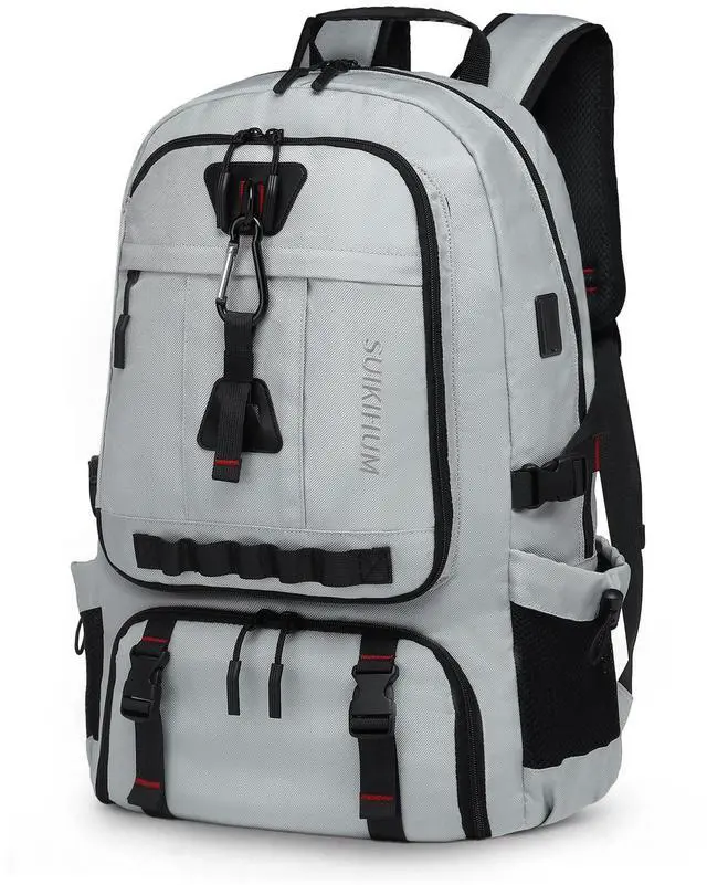 Main image of SUIKIHUM Travel Backpack, 45L Expandable Large Laptop Backpack, Carry on Backpack Airline Approved Water Resistant Fits 17-inch Laptops for Travel Business, Light Grey