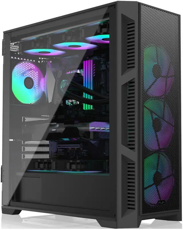 Main image of RAIJINTEK PONOS Ultra MS4 E-ATX Mid Tower PC Case, Opening Tempered Glass Side Panel, Pre-Install 4 ARGB Fans, Mesh Front Panel, Black (0R20B00226)