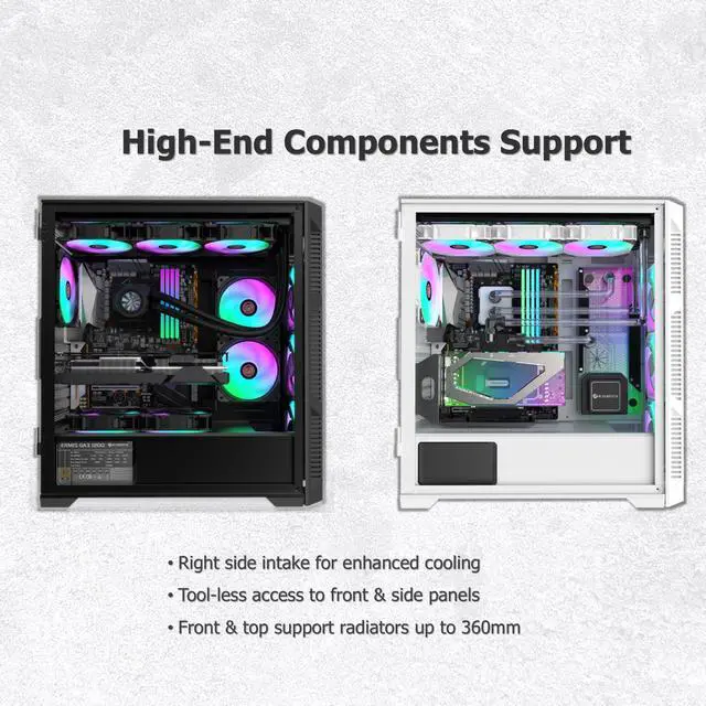 Alt view image 5 of 5 - RAIJINTEK PONOS Ultra MS4 E-ATX Mid Tower PC Case, Opening Tempered Glass Side Panel, Pre-Install 4 ARGB Fans, Mesh Front Panel, Black (0R20B00226)