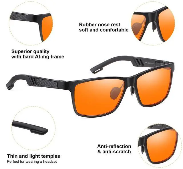 Alt view image 3 of 5 - Okany Blue Light Blocking Glasses for Women Men ESports Computer Gaming Glasses Lightweight Al-Mg Metal Anti Eyestrain UV400 Lens Eye Protection Powerful Professional Screen Filter Eyeglasses