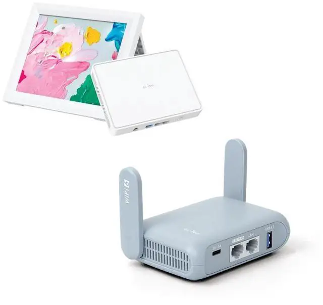 Main image of GL.iNet GL-B3000 (Marble) Wireless WiFi 6 Router with Wall-Mountable Photo Frame & GL-MT3000 (Beryl AX) Pocket-Sized Wi-Fi 6 Wireless Travel Gigabit Router