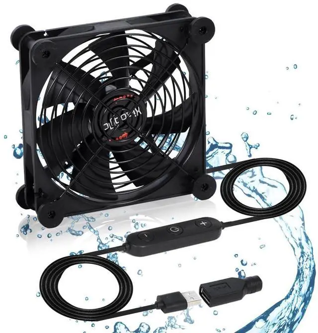 Main image of xiaoqijia Quiet 140mm Fan with 10 Speed USB 5V Fan DC 12V IPX5 Waterproof Fan PC Fan Portable Cooling Fan for Tablet TV Receiver Router DVR Greenhouse Kennel Computer Cabinet Component Cooling