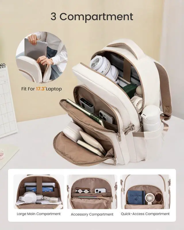 Alt view image 2 of 5 - LOVEVOOK Laptop Backpack for Women, 17-Inch Work Backpack, Back to School Bookbag for College Student Teen Girls, Casual Personal Item Travel Bag Business Computer Daypack for Teacher Nurse, Gift