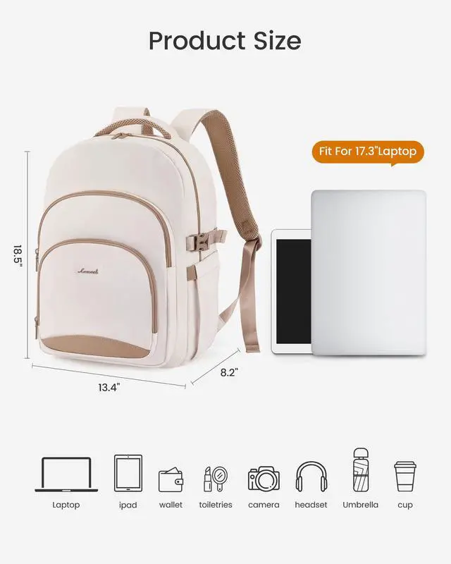 Alt view image 5 of 5 - LOVEVOOK Laptop Backpack for Women, 17-Inch Work Backpack, Back to School Bookbag for College Student Teen Girls, Casual Personal Item Travel Bag Business Computer Daypack for Teacher Nurse, Gift