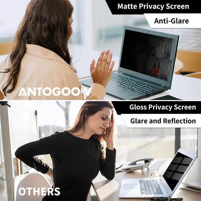 Alt view image 2 of 5 - ANTOGOO V 2-Pack Privacy Screen Compatible with MacBook Pro 13 Inch Screen Protector (2016, 2017, 2018, 2019, 2020, 2021, 2022, M1, M2), Laptop Privacy Screen Matte Anti Blue Light Glare Filter