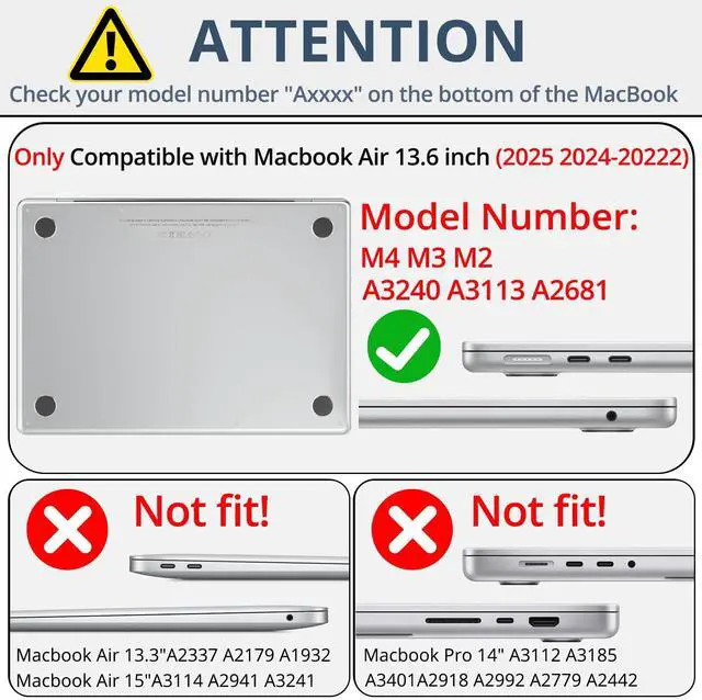 Alt view image 2 of 5 - AKIT Compatible with MacBook Air 13 inch Case Sparkly 2025 2024-2022 M4 M3 M2 A3240 A3113 A2681, [Anti-Cracking] Hard Shell Laptop Case Cover for MacBook Air 13.6 inch 2025, Gradient Blue