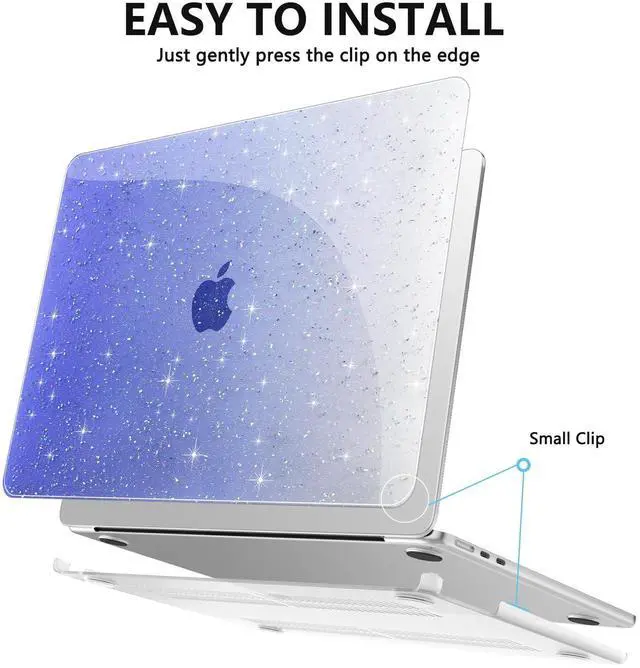 Alt view image 4 of 5 - AKIT Compatible with MacBook Air 13 inch Case Sparkly 2025 2024-2022 M4 M3 M2 A3240 A3113 A2681, [Anti-Cracking] Hard Shell Laptop Case Cover for MacBook Air 13.6 inch 2025, Gradient Blue