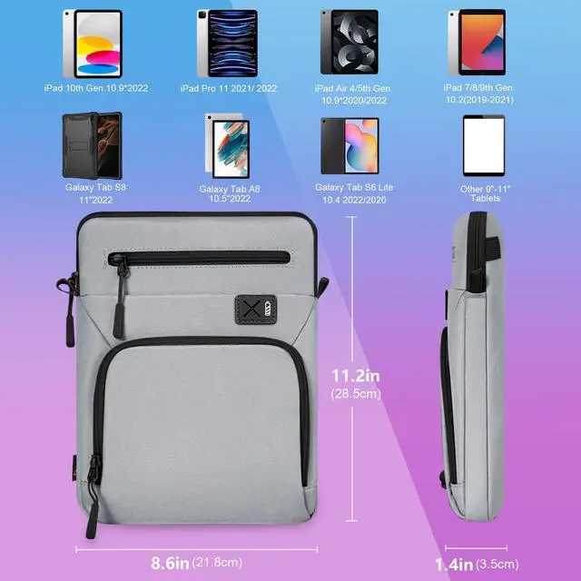 Alt view image 3 of 5 - 11 Inch Tablet Sleeve, Compatible with iPad Pro 11 (5th1st Gen, M4/M2/M1), 10.9" iPad Air (7th4th Gen, M3/M2), Microsoft Surface Go & Other 11" Tablets, Water-Resistant Case