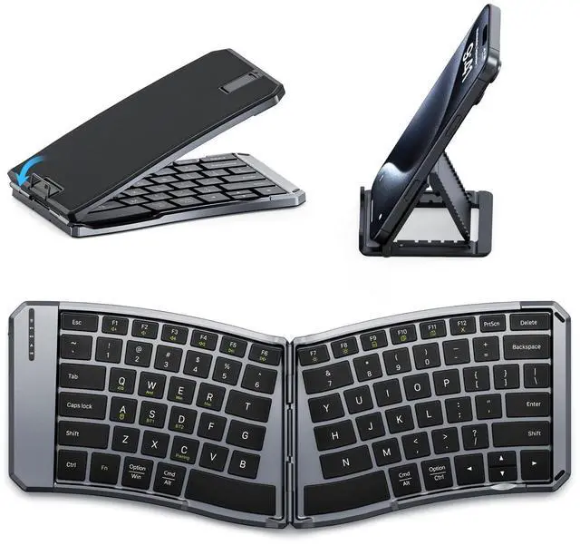 Main image of MoKo Ergonomic Foldable Keyboard, Split Portable Folding Bluetooth Keyboard for Business Travel, Ultra Slim Rechargeable Wireless Keyboards for iOS/Android/Windows Tablet PC Smartphone