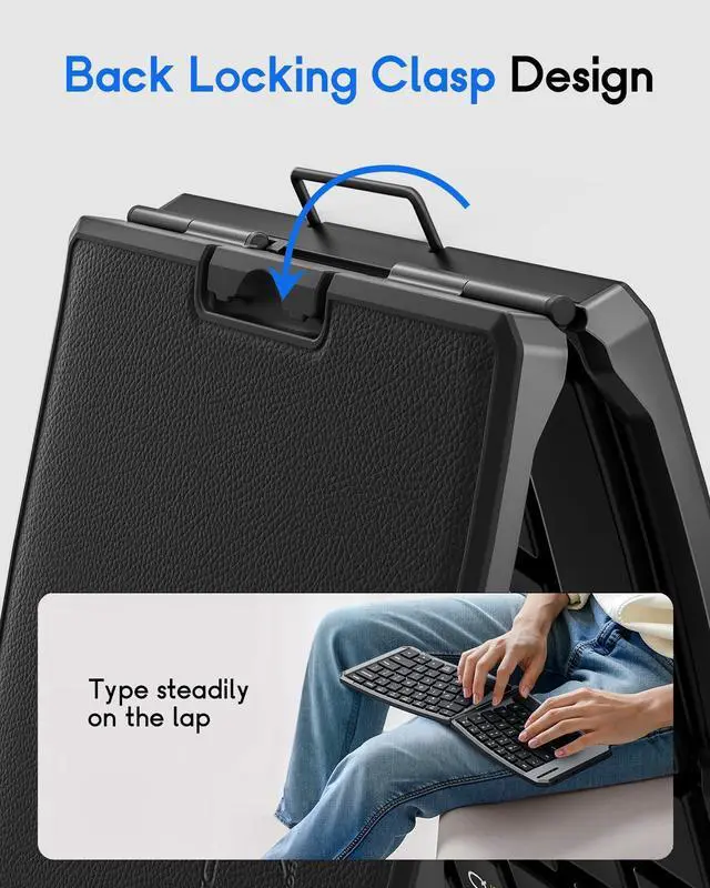 Alt view image 4 of 5 - MoKo Ergonomic Foldable Keyboard, Split Portable Folding Bluetooth Keyboard for Business Travel, Ultra Slim Rechargeable Wireless Keyboards for iOS/Android/Windows Tablet PC Smartphone