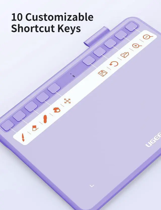 Alt view image 5 of 5 - Ugee Drawing Tablet 6.5x4 Inches Computer Graphics Tablets with 10 Hot KeysDigital Tablet Battery-Free Stylus 8192 Pressure Sensitivity 60°Tilt Function Drawing Pad for PC,Mac,Windows,Android-Purple