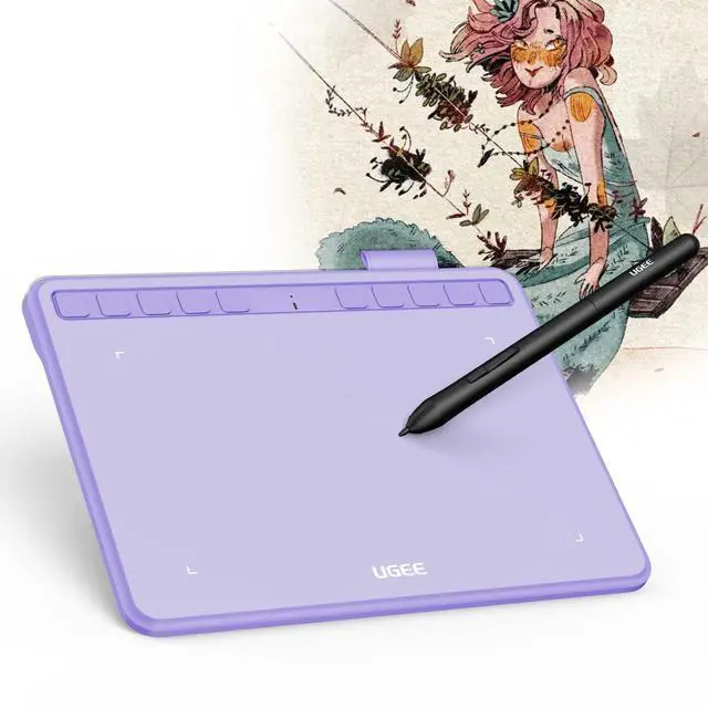Alt view image 2 of 5 - Ugee Drawing Tablet 6.5x4 Inches Computer Graphics Tablets with 10 Hot KeysDigital Tablet Battery-Free Stylus 8192 Pressure Sensitivity 60°Tilt Function Drawing Pad for PC,Mac,Windows,Android-Purple