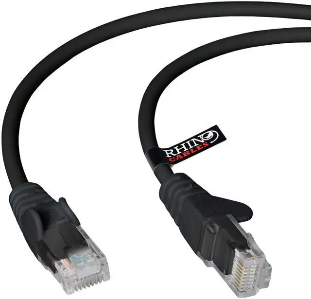 Main image of rhinocables CAT 6 High-Speed Gigabit Ethernet Cable - Patch Network Lead for LAN| Snagless UTP with LSZH Jacket | RJ45 Connector - Internet, Router, Modem, Smart TV, PC & More (80ft, Black)