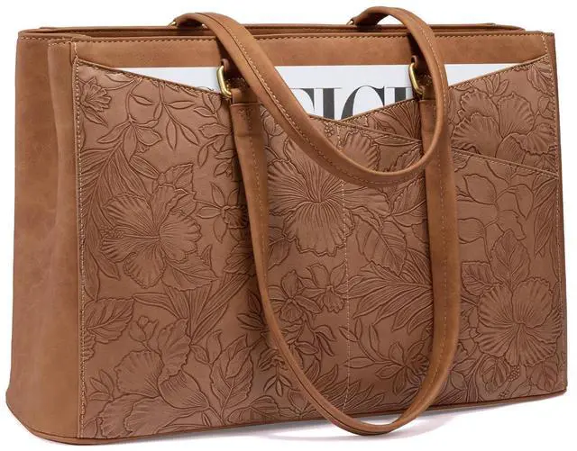 Main image of LOVEVOOK Laptop Bag for Women,15.6 Inch Laptop Tote Bag for Women,Vintage Leather Work Tote Bags Computer Business Teacher Bag,Waterproof Office Briefcase