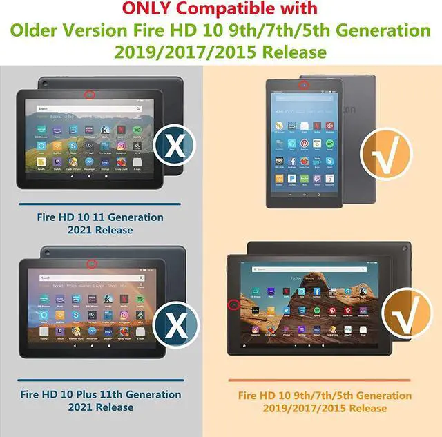 Alt view image 2 of 5 - BYCeKe Case for Fire HD 10 Tablet (9th/7th/5th Generation, 2019/2017/2015 Release), PU Leather Folio Stand Cover Case for Fire HD 10 9th Generation/7th Generation, Auto Sleep Wake - Beach