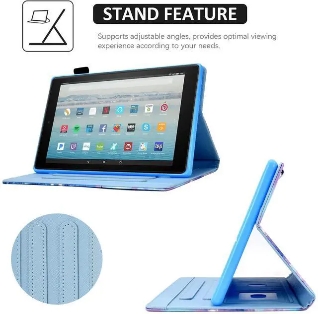 Alt view image 5 of 5 - BYCeKe Case for Fire HD 10 Tablet (9th/7th/5th Generation, 2019/2017/2015 Release), PU Leather Folio Stand Cover Case for Fire HD 10 9th Generation/7th Generation, Auto Sleep Wake - Beach