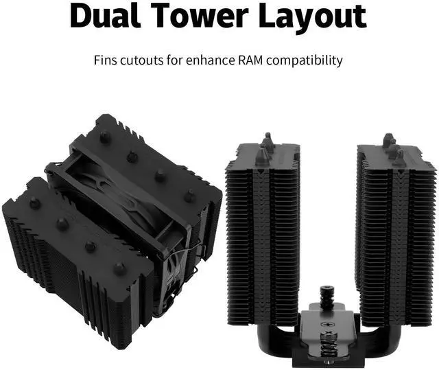 Alt view image 5 of 5 - Thermalrlght Peerless Assassin 90 SE Black Dual-Towers CPU Cooler, with Aluminum Heatsink Cooling,High Perfommance PC Radiator, 110mm Tall,Intel 1700/115X/1200/1851;AMD:AM4/ AM5 for Desktop Cooler
