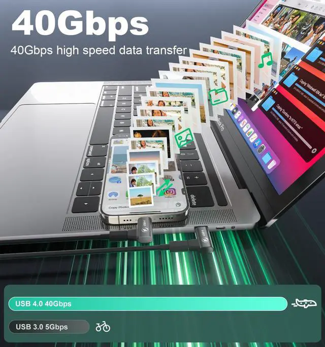 Alt view image 4 of 5 - HanCenDa Type C Magnetic Adapter PD 240W 2Pack, 24Pin USB C to USB C Adapter Right with Voltage, Current and Power Smart LED Display, 40Gbps 8K 60Hz Video for iPhone 16/15, USB 4 Steam Deck, ROG Ally