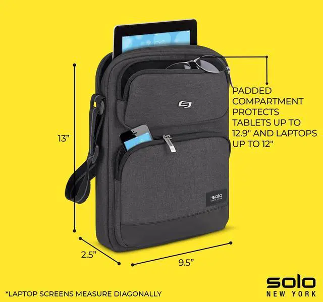 Alt view image 3 of 5 - Solo New York Universal Tablet Sling Bag for Women & Men - Crossbody Bag for Travel, Walking, & Hiking, Adjustable Shoulder Strap, Front Zippered Pocket, Fits 12.9" Tablets - Ludlow, Grey